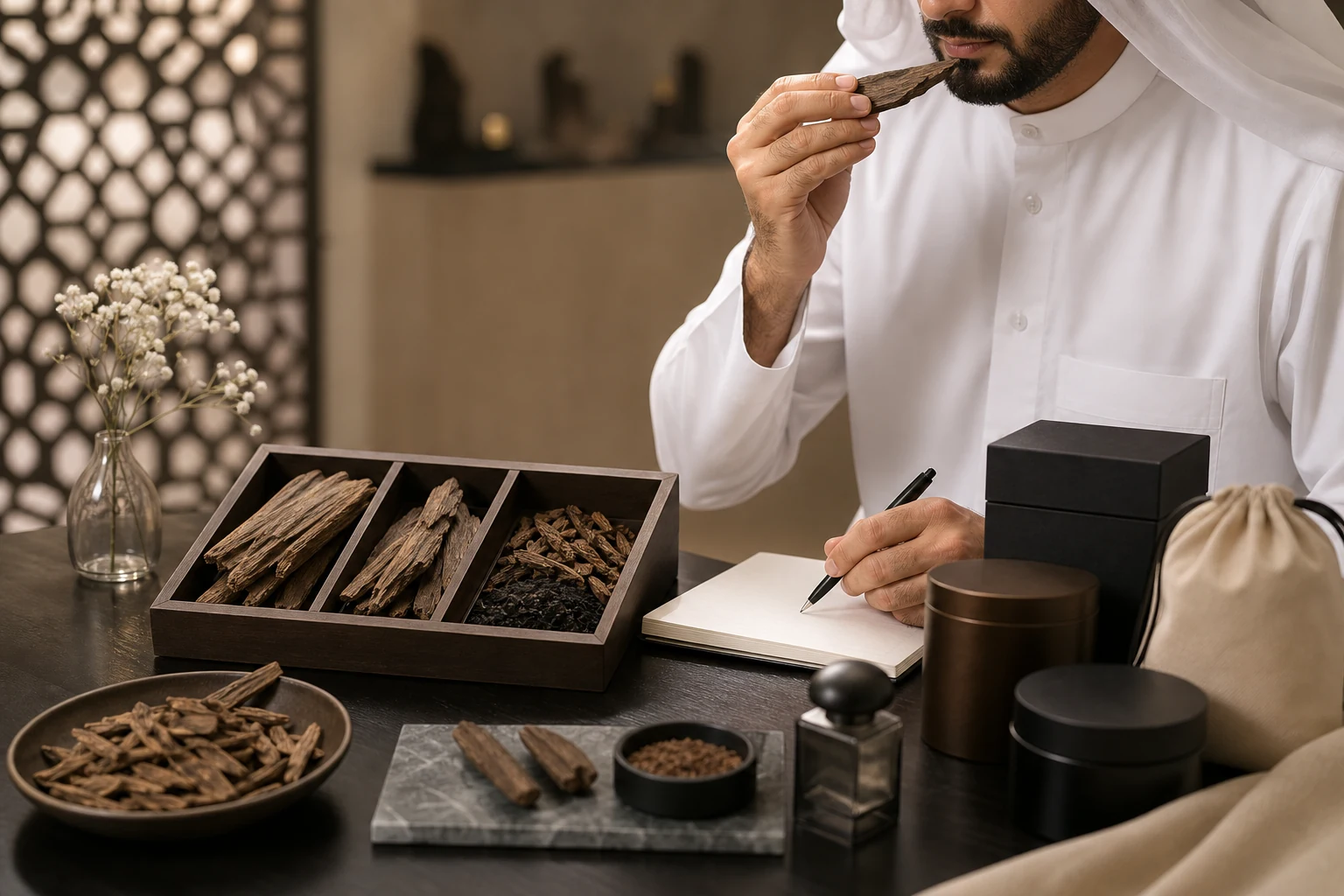 رائحة منتجات العود ومسار معالجتها وخيارات تخصيص العبوات لدى Qichenoud